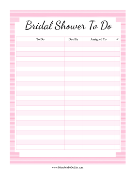 Bridal Shower To Do
