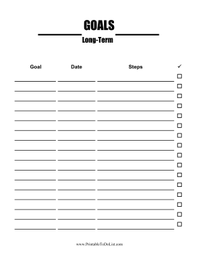Long-Term Goals Checklist