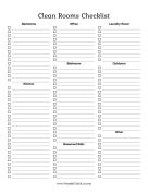 Printable Cleaning Checklist By Room