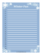 Printable Winter Fun List