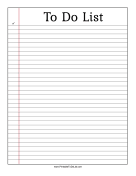 Lined Paper To Do List