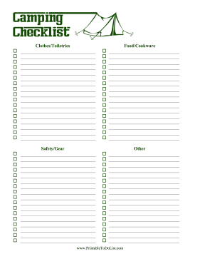 Camping Packing Checklist