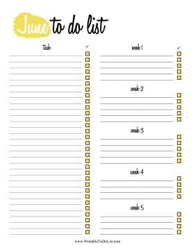 June To Do List