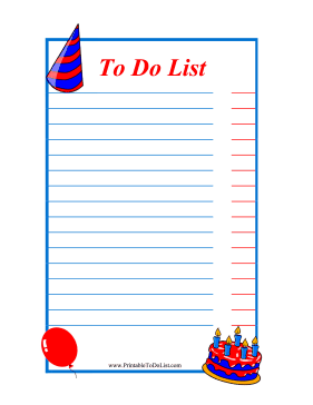 Kid Birthday To Do List