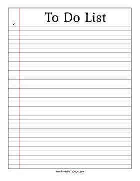 Lined Paper To Do List