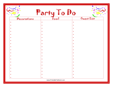 Party To Do List