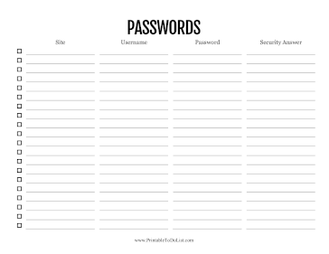 Passwords List