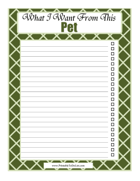 Pet Checklist