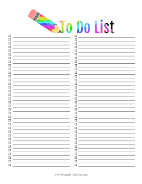 Rainbow Pencil To Do List