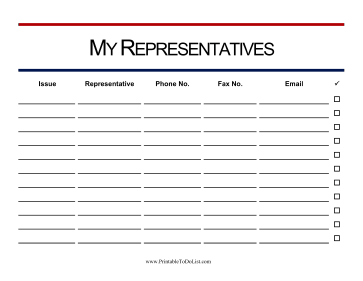 Representative Contact Checklist