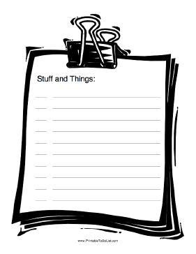 Stuff And Things To Do List