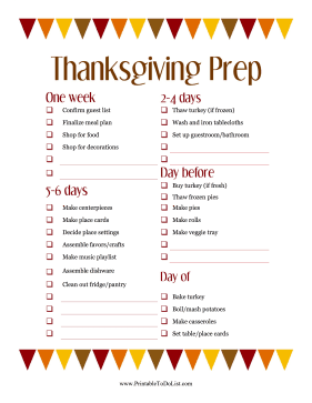 Thanksgiving Prep List
