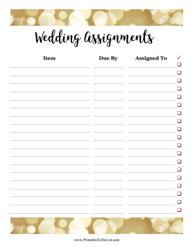 Wedding Assignments