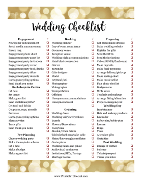 Wedding Master Checklist