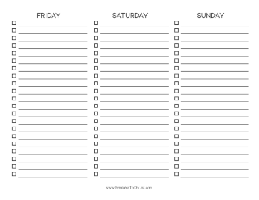 Weekend Checklist Horizontal
