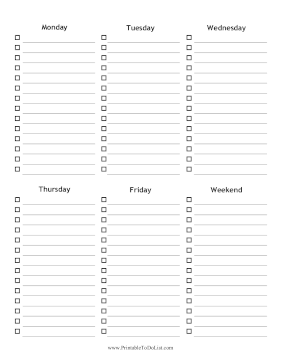 Weekly Blank Checklist