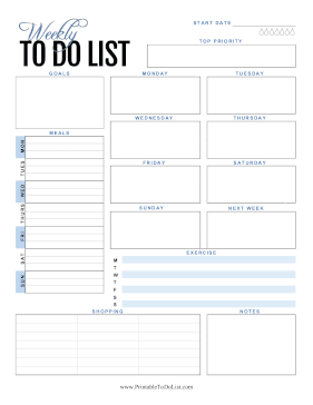 Weekly Everything To Do List