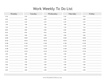 Work Weekly To Do List