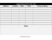 Printable Appointment To Do List