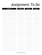 Printable Assignment To Do