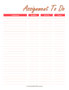 Printable Assignment To Do Color