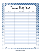Printable Bachelor Party Guest List