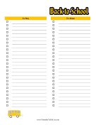 Printable Back To School List