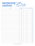 Printable Backpacking Packing Checklist