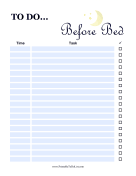 Printable Before Bed Checklist