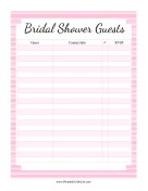 Printable Bridal Shower Guest List