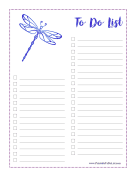 Printable Dragonfly To Do List