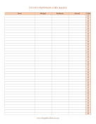 Printable Event Expenses Checklist
