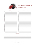 Printable Football Finals To Do List