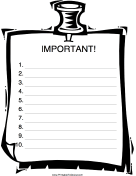 Printable Important To Do List