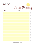 Printable In The Morning Checklist