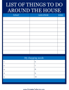 Printable List Of Things To Do Around the House
