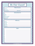 Printable List for House Guest