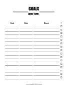Printable Long-Term Goals Checklist