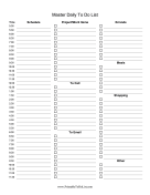 Printable Master To Do List Daily