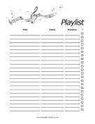Printable Music Playlist