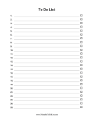 Printable Numbered Checklist 25