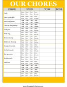 Printable Our Chores