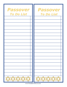 Printable Passover To Do List