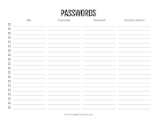 Printable Passwords List