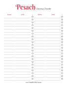 Printable Pesach Cleaning Checklist