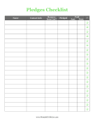 Printable Pledges Checklist