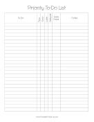 Printable Priority List Checkbox