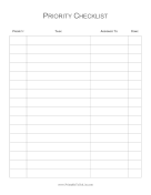 Printable Priority Task Checklist