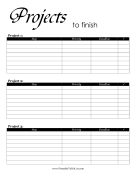Printable Projects To Do