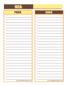 Printable Pros and Cons